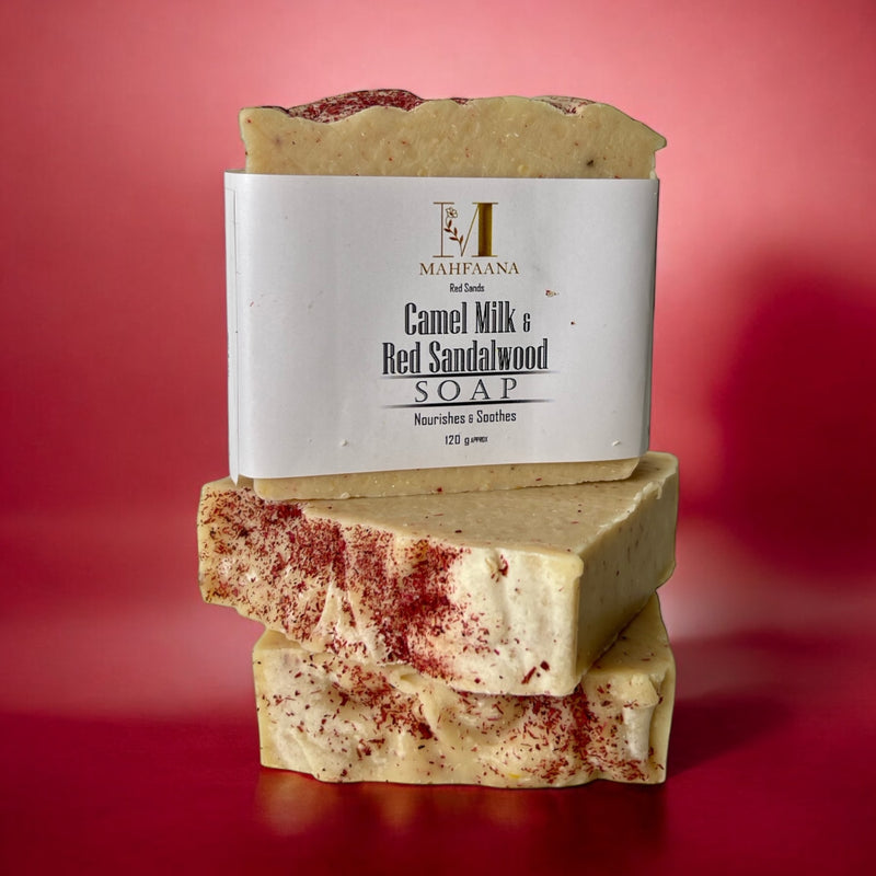 Camel Milk & Red Sandalwood Soap by Mahfaana.