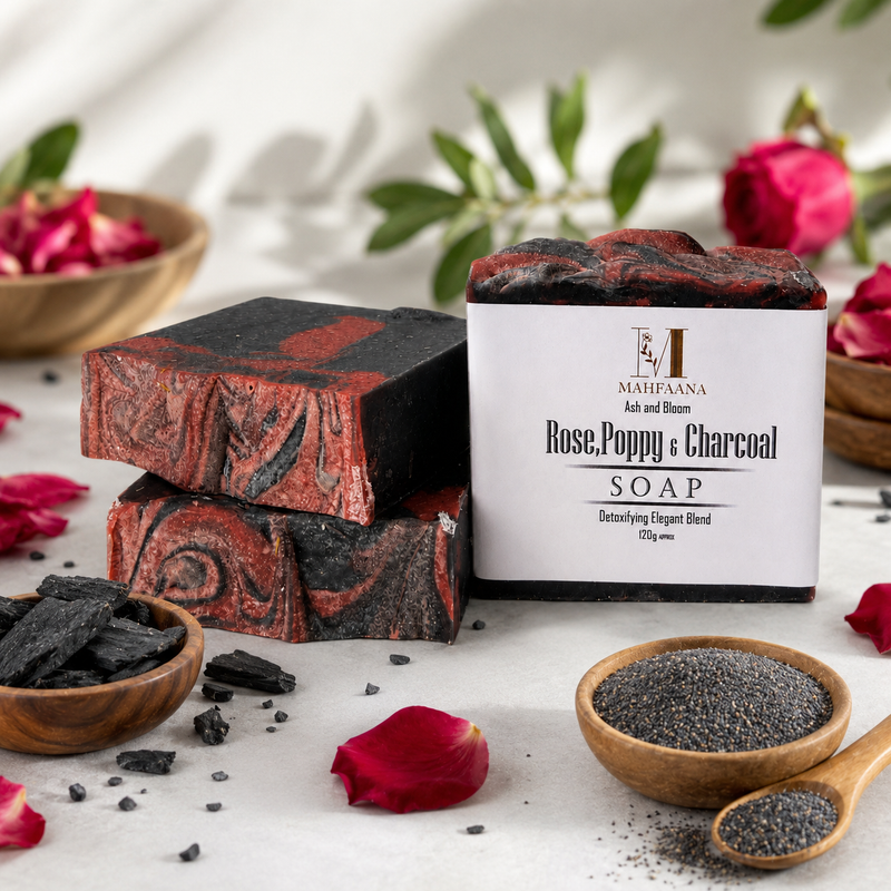Rose, Poppy & Charcoal Soap by Mahfaana